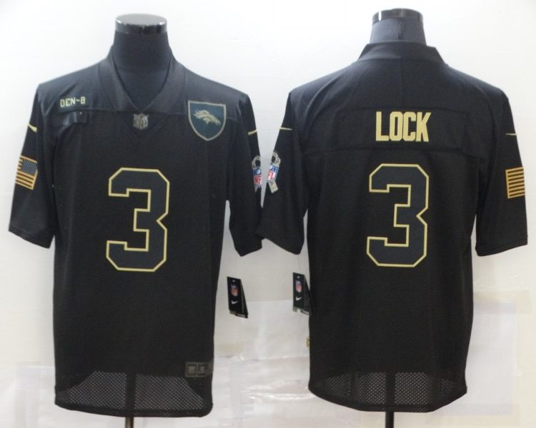 Men's Denver Broncos Drew Lock #3 Black Jersey
