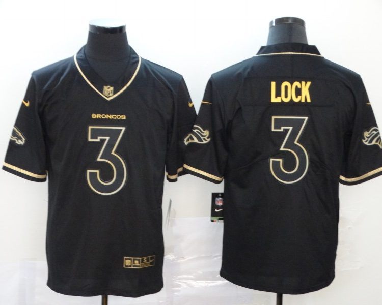 Men's Denver Broncos Drew Lock #3 Black Jersey