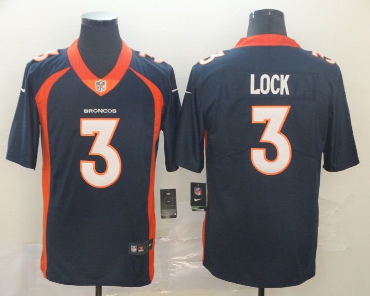 Men's Denver Broncos Drew Lock #3 Navy Jersey