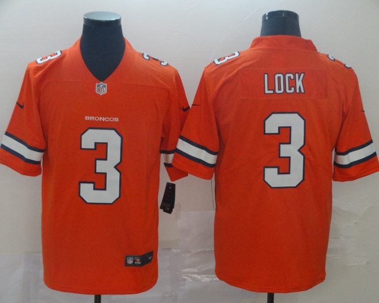 Men's Denver Broncos Drew Lock #3 Orange Jersey