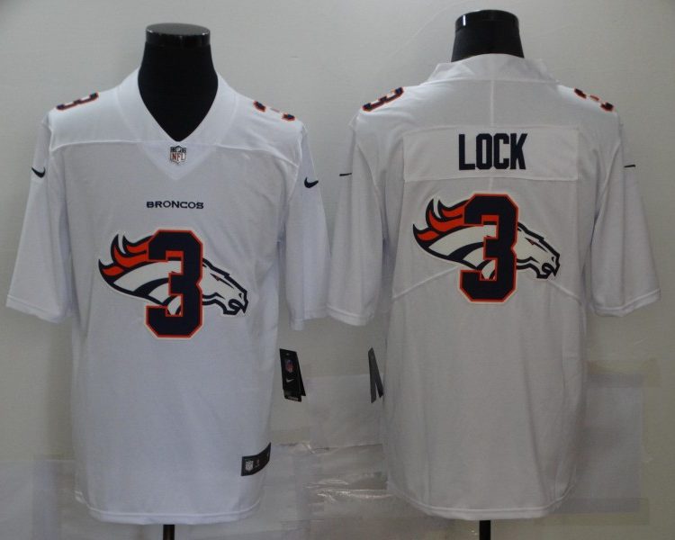 Men's Denver Broncos Drew Lock #3 White Jersey