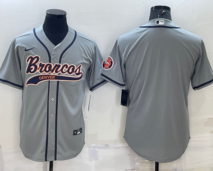 Men's Denver Broncos Gray Blank Jersey