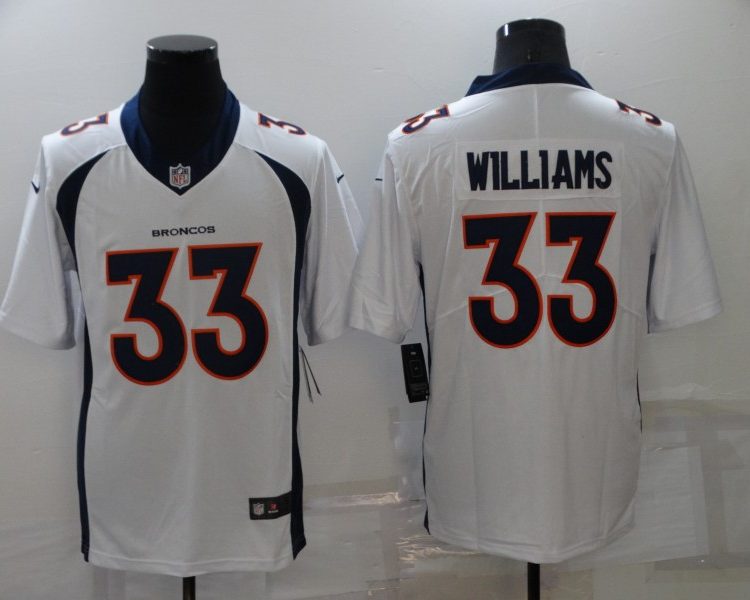 Men's Denver Broncos Javonte Williams #33 White Jersey