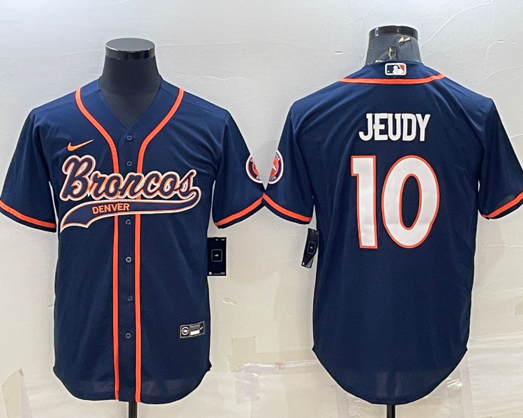 Men's Denver Broncos Jerry Jeudy #10 Navy Jersey Joint Edition