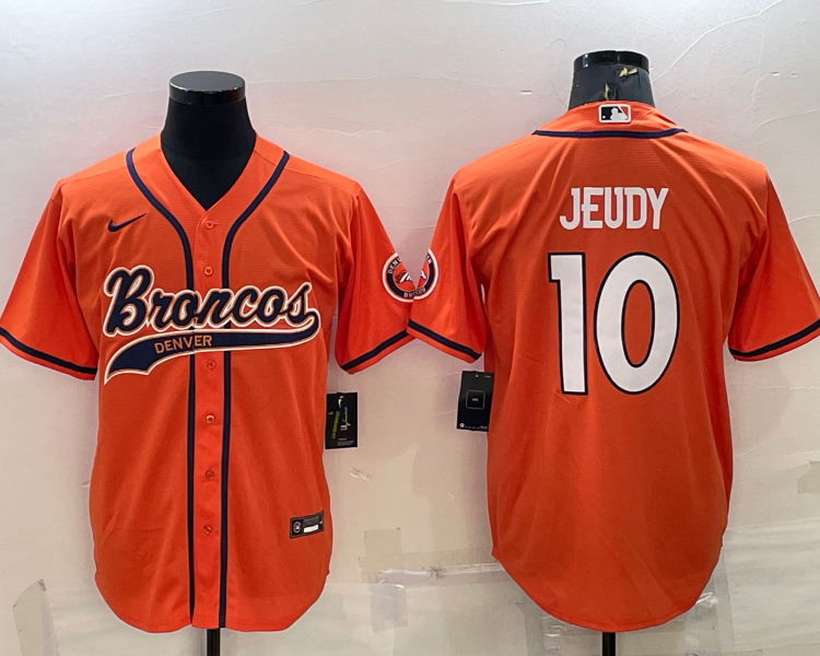 Men's Denver Broncos Jerry Jeudy #10 Orange Jersey Joint Edition