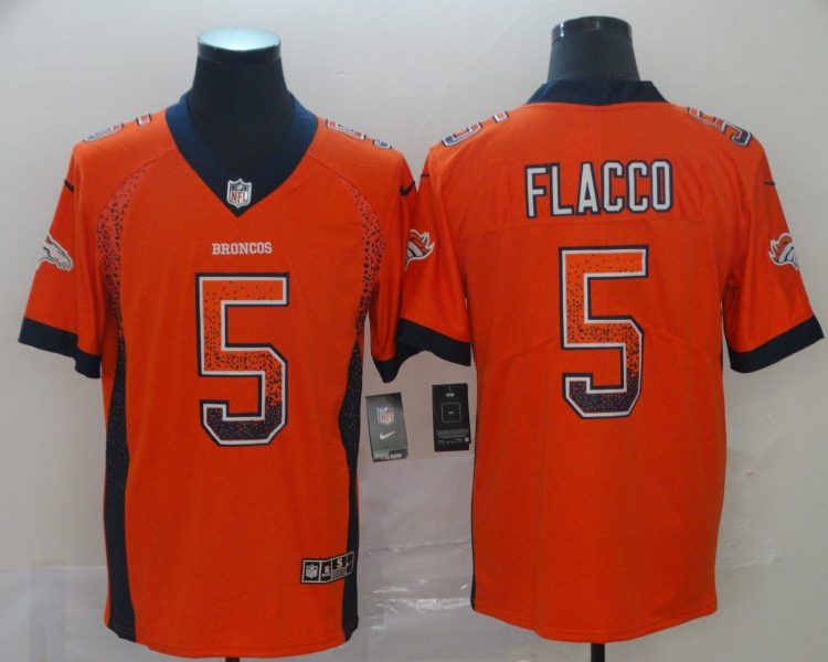 Men's Denver Broncos Joe Flacco #5 Orange Jersey