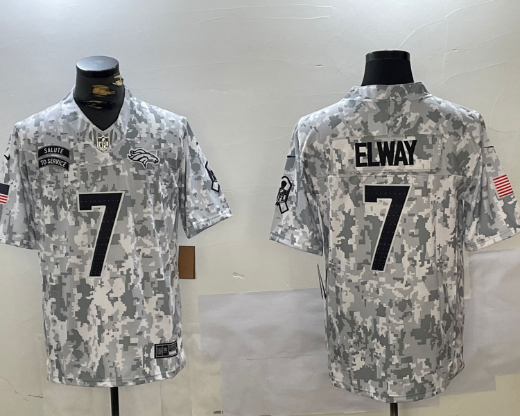 Men's Denver Broncos John Elway #7 Arctic Camo 2024 Salute to Service Retired Limited Jersey