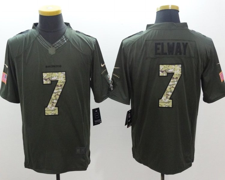 Men's Denver Broncos John Elway #7 Army Green Jersey