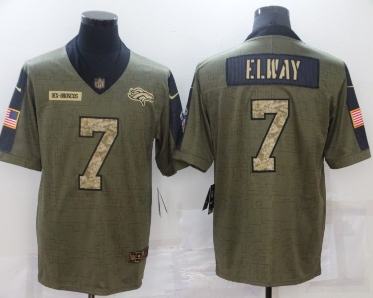 Men's Denver Broncos John Elway #7 Brown Jersey