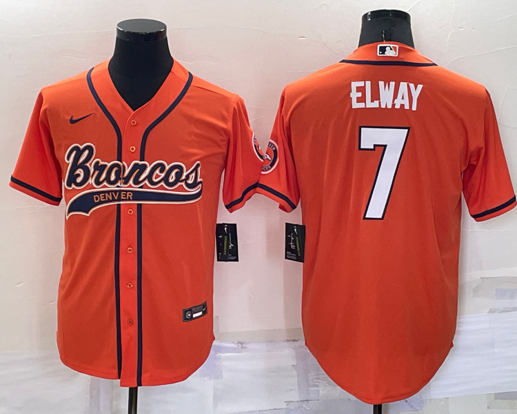 Men's Denver Broncos John Elway #7 Orange Jersey Joint Edition