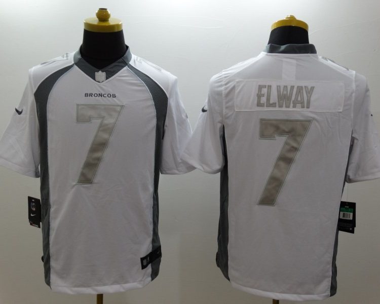 Men's Denver Broncos John Elway #7 White Jersey