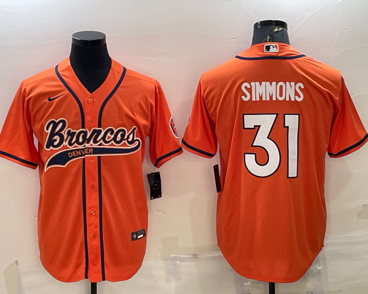 Men's Denver Broncos Justin Simmons #31 Orange Jersey Joint Edition