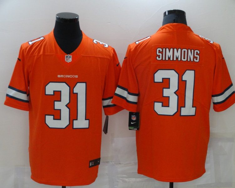 Men's Denver Broncos Justin Simmons #31 Orange Jersey