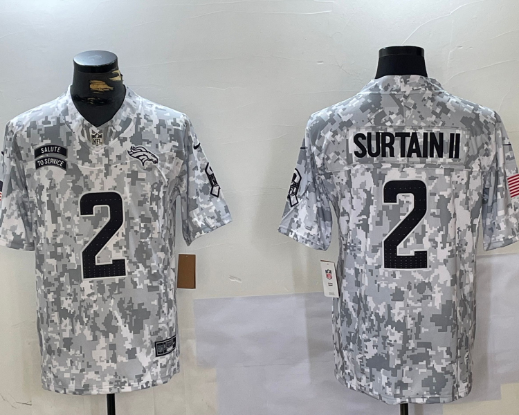 Men's Denver Broncos Patrick Surtain II #2 Arctic Camo 2024 Salute to Service Limited Jersey