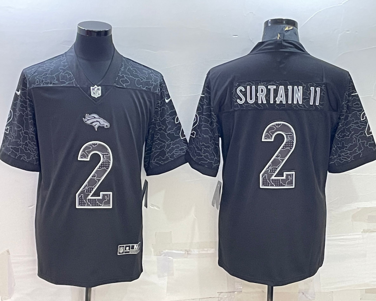 Men's Denver Broncos Patrick Surtain II #2 Black Retired RFLCTV Limited Jersey