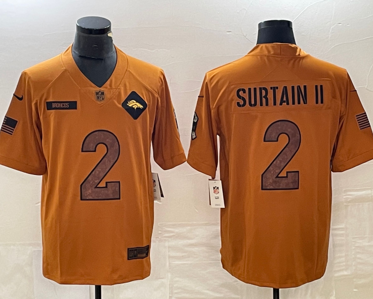 Men's Denver Broncos Patrick Surtain II #2 Brown 2023 Salute To Service Limited Jersey