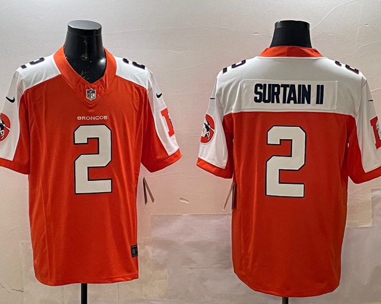 Men's Denver Broncos Patrick Surtain II #2 Orange Jersey