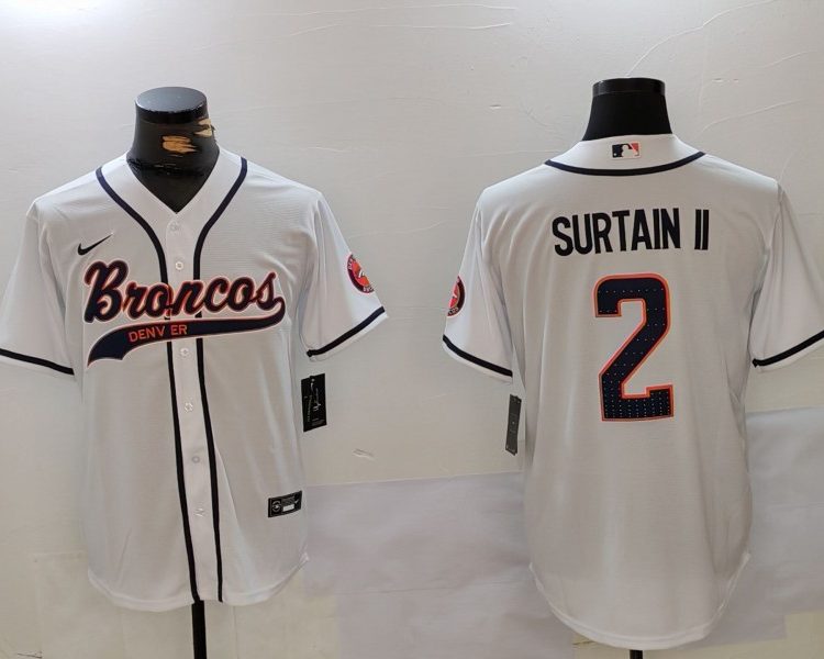 Men's Denver Broncos Patrick Surtain II #2 White Jersey