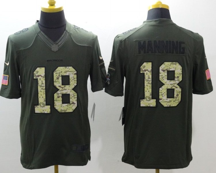 Men's Denver Broncos Peyton Manning #18 Army Green Jersey