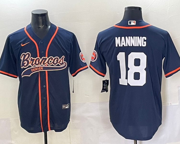 Men's Denver Broncos Peyton Manning #18 Navy Jersey