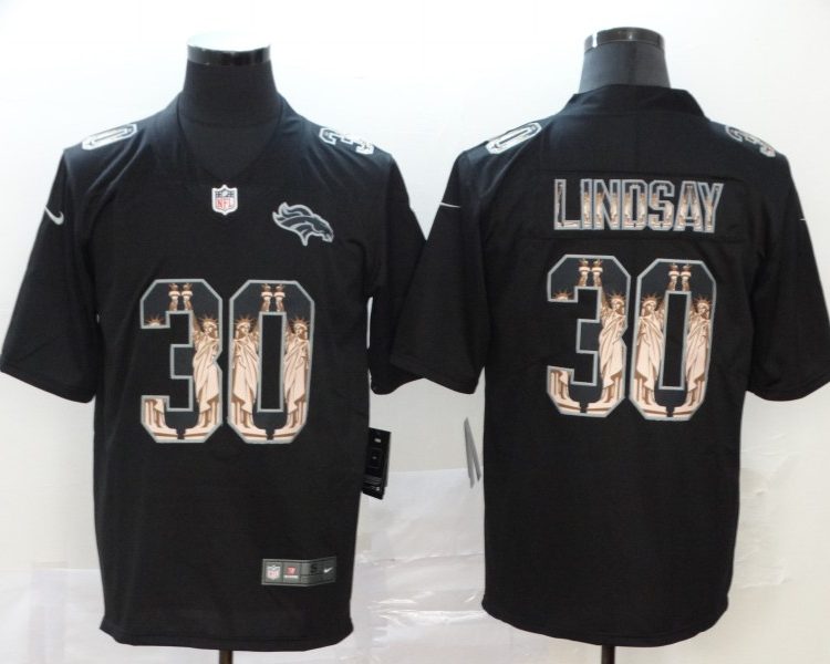 Men's Denver Broncos Phillip Lindsay #30 Black Authentic Jersey