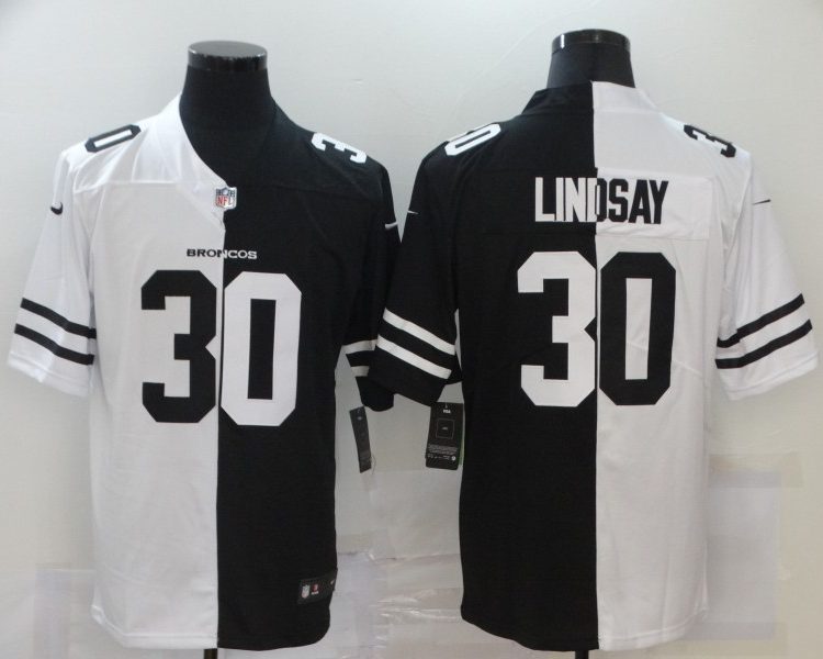 Men's Denver Broncos Phillip Lindsay #30 Black/White Jersey
