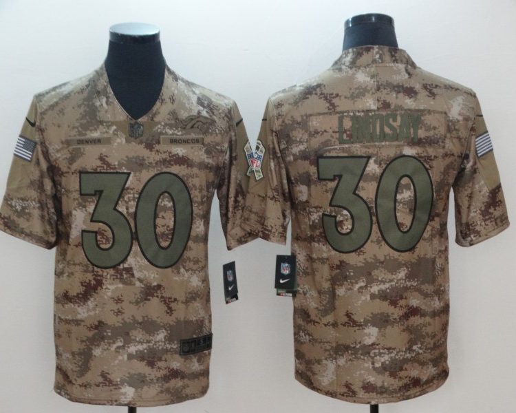 Men's Denver Broncos Phillip Lindsay #30 Camouflage Jersey