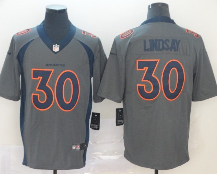 Men's Denver Broncos Phillip Lindsay #30 Gray Inverted Legend Jersey