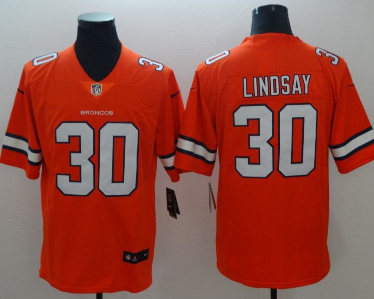 Men's Denver Broncos Phillip Lindsay #30 Orange Jersey