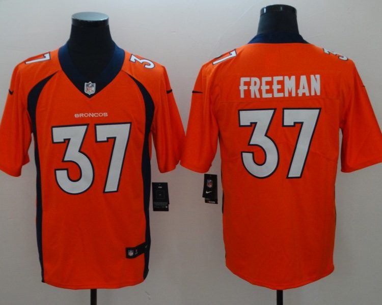 Men's Denver Broncos Royce Freeman #37 Orange Jersey