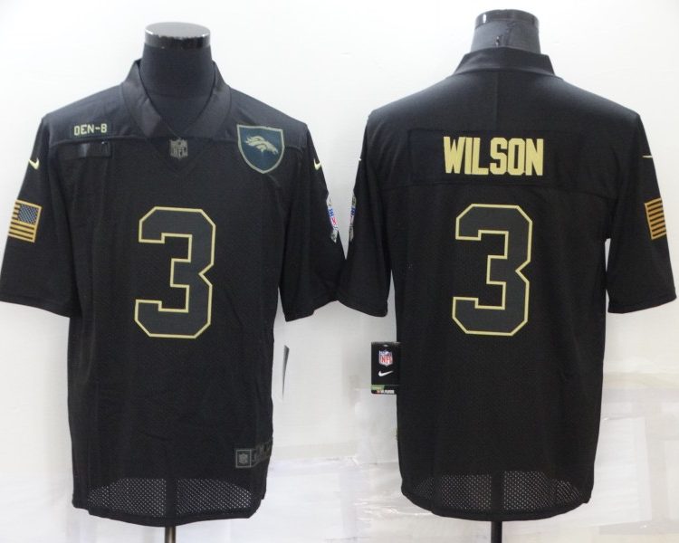 Men's Denver Broncos Russell Wilson #3 Black Jersey