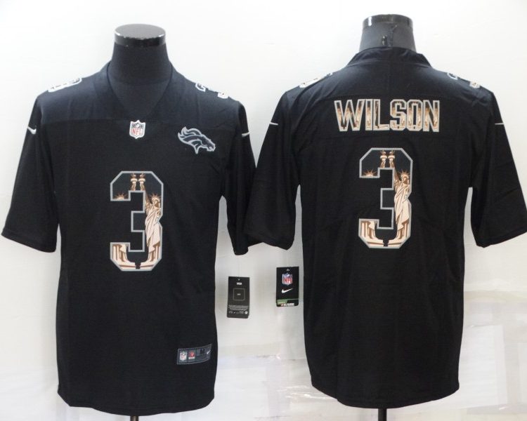 Men's Denver Broncos Russell Wilson #3 Black Jersey