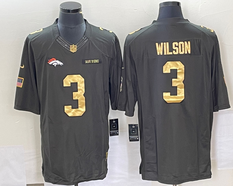 Men's Denver Broncos Russell Wilson #3 Black Team Jersey