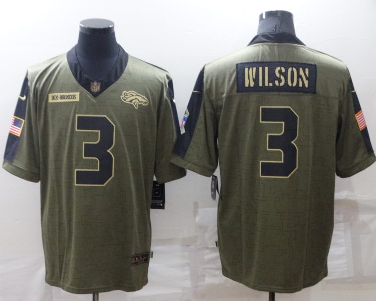 Men's Denver Broncos Russell Wilson #3 Brown Jersey