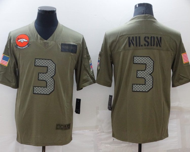Men's Denver Broncos Russell Wilson #3 Brown Jersey