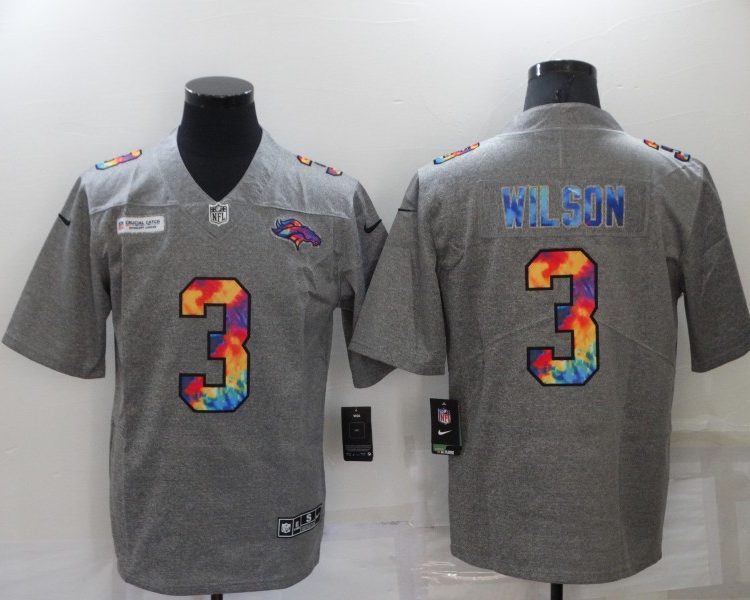 Men's Denver Broncos Russell Wilson #3 Gray Jersey
