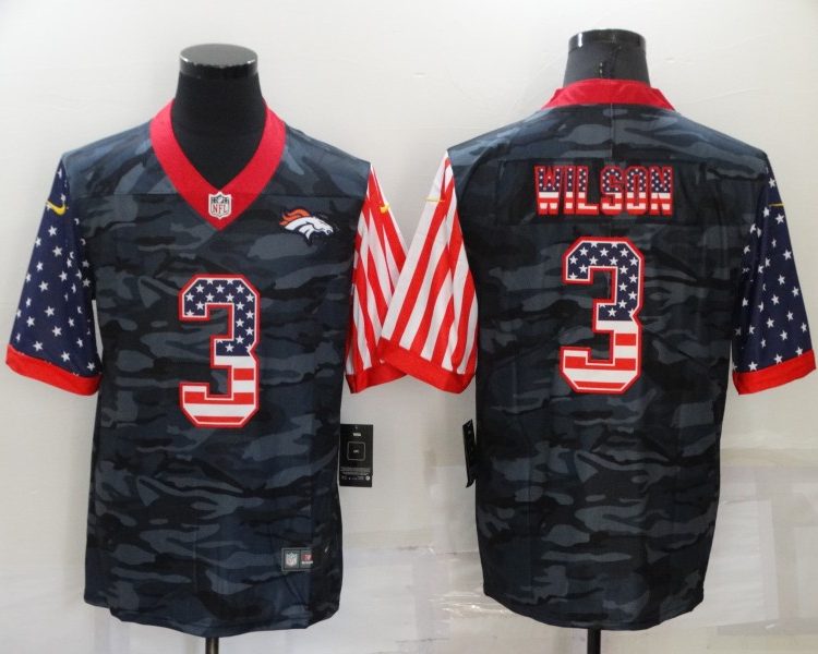 Men's Denver Broncos Russell Wilson #3 Grey Camouflage Jersey