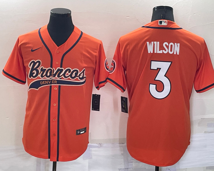 Men's Denver Broncos Russell Wilson #3 Orange Jersey Joint Edition
