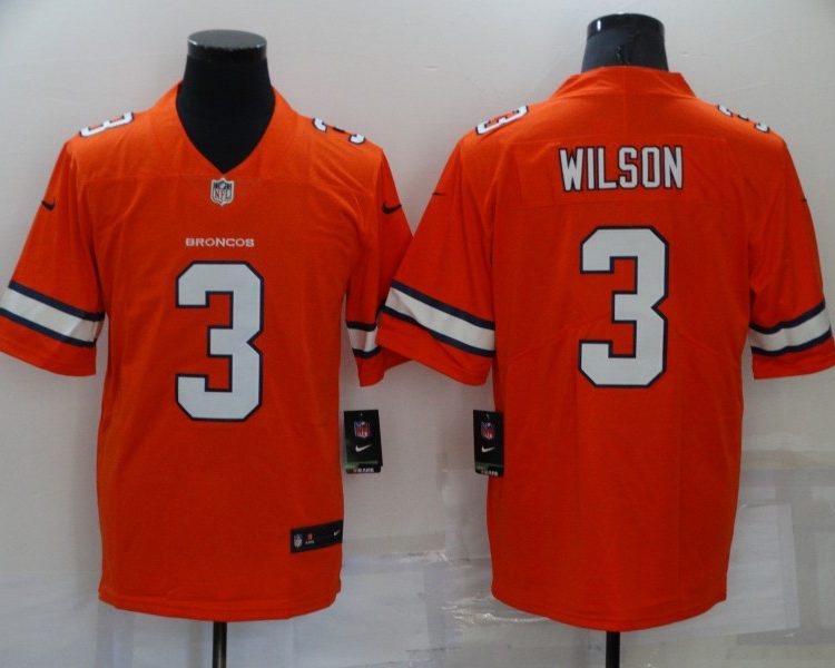 Men's Denver Broncos Russell Wilson #3 Orange Jersey