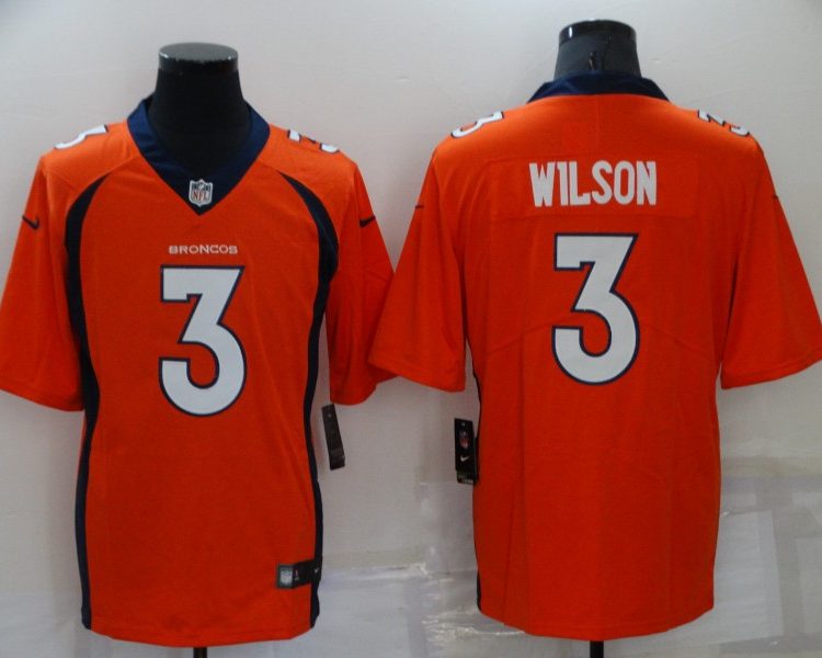 Men's Denver Broncos Russell Wilson #3 Orange Jersey