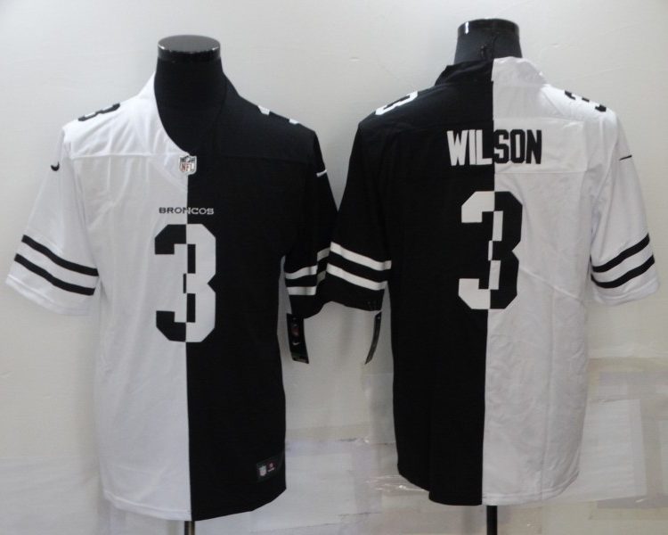 Men's Denver Broncos Russell Wilson #3 White/Black Jersey