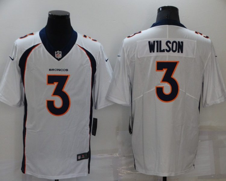 Men's Denver Broncos Russell Wilson #3 White Jersey