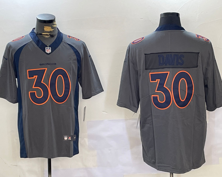 Men's Denver Broncos Terrell Davis #30 Gray Jersey