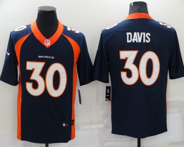 Men's Denver Broncos Terrell Davis #30 Navy Retired Jersey