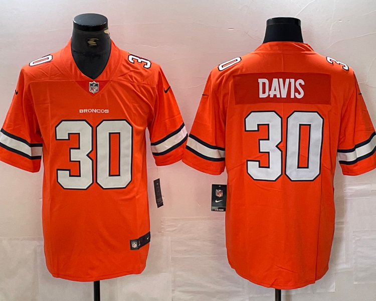 Men's Denver Broncos Terrell Davis #30 Orange Alternate Jersey