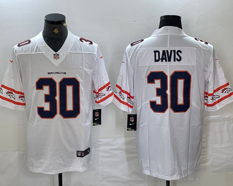 Men's Denver Broncos Terrell Davis #30 White Jersey