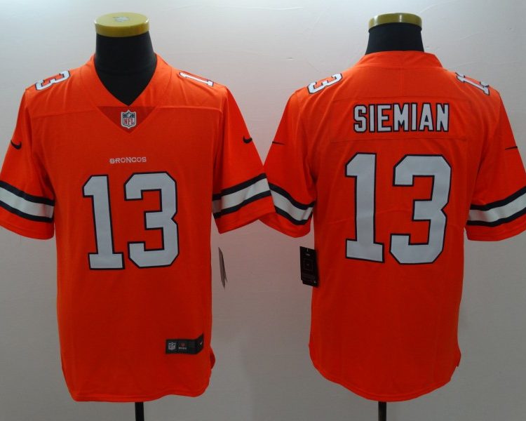 Men's Denver Broncos Trevor Siemian #13 Orange Jersey