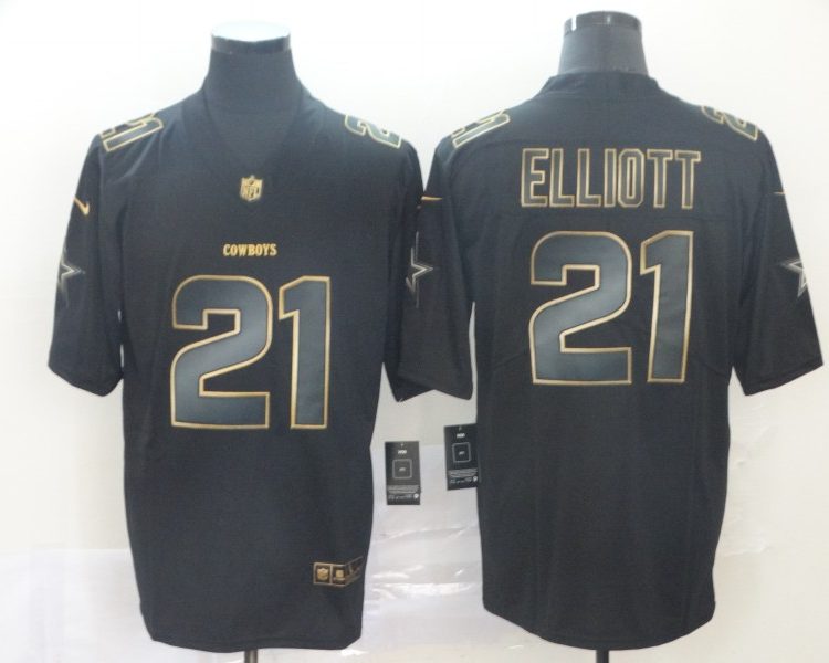 Men's Dallas Cowboys #21 Ezekiel Elliott Black Authentic Jersey