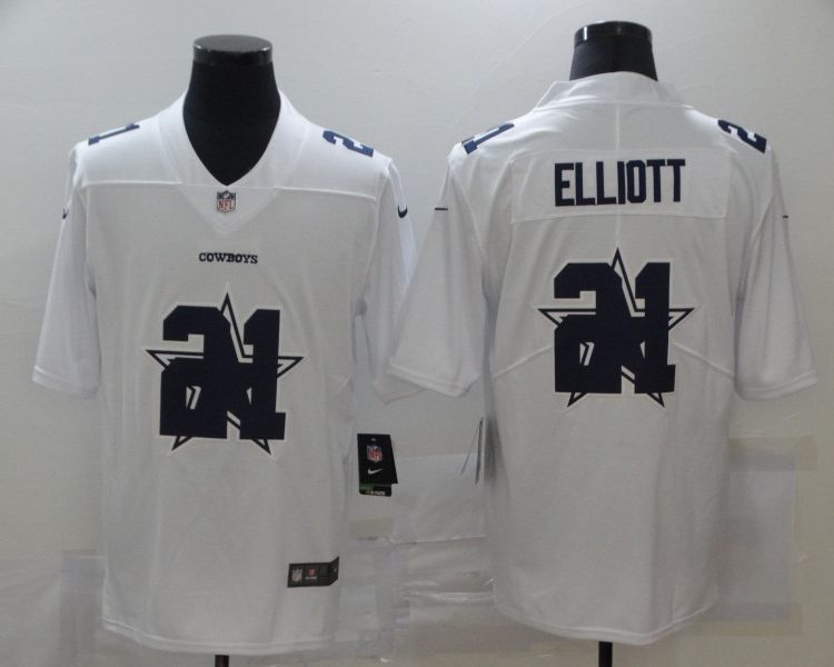 Men's Dallas Cowboys #21 Ezekiel Elliott White Jersey