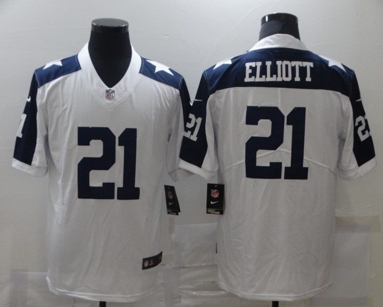 Men's Dallas Cowboys #21 Ezekiel Elliott White Jersey